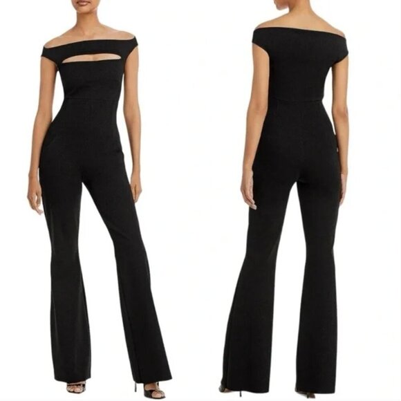 NWT CHIARA BONI REBECCA SUGAR LUREX BLACK METALLIC CUT OUT JUMPSUIT - Picture 1 of 14